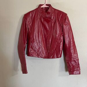 Wilsons leather Vintage 80s Red Leather Jacket Size 12